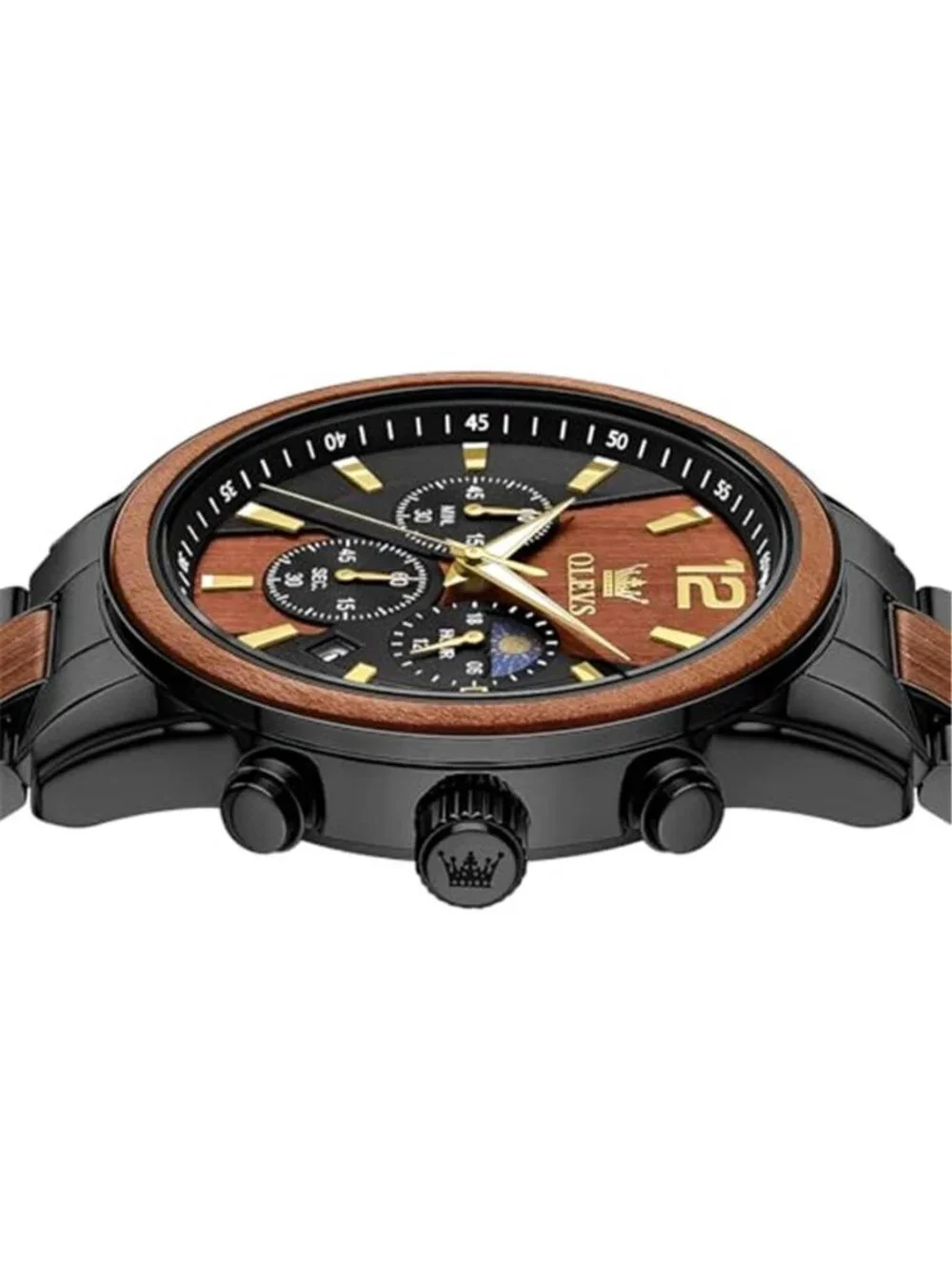 Men Analog Quartz Waterproof Watches Multifunction Chronograph Diamond